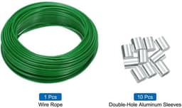- Kabel - 30 m - Voor het ophangen van lampen en decoraties - Groen - Geschikt voor tuin en feesten - Inclusief 10 aluminium sleeves — thumbnail 1