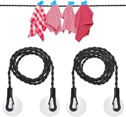 Waslijnen, draagbare intrekbare waslijn met haken en zuignappen, flexibele camping outdoor waslijn — thumbnail 1