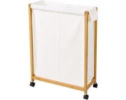 NUXIO - Bamboe wasmand op wielen, 55 x 28 x 80 cm