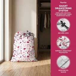 Waszak 45 x 65 cm - katoenen canvas - trekkoordsluiting - opbergtas voor speelgoed en vuile kleding - 2 stuks - Vemera — thumbnail 2
