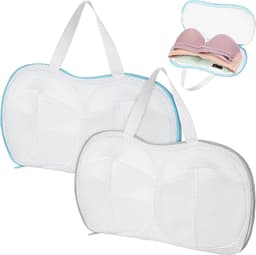 Set van 2 Waszakken voor Bh's en Ondergoed - Net voor Wasmachine 30 x 15 cm, Bescherming voor Gevoelige Kleding, Wasbescherming en Ondergoedverzorging, Grijs en Blauw — thumbnail 1