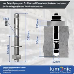 Zwaarlastanker M12 x 325 mm voor Metaalankers en Boutankers — thumbnail 2