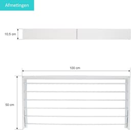 Wanddroogrek XL - Inklapbaar Muur Wasrek - 6m Drooglengte met Boormal - Hangend en Uitklapbaar — thumbnail 2