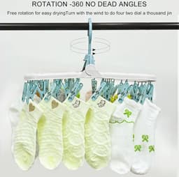 Hanging Sock Dryer with 40 Clips - Foldable Indoor Drying Rack for Socks, Underwear, and Baby Clothes — thumbnail 5