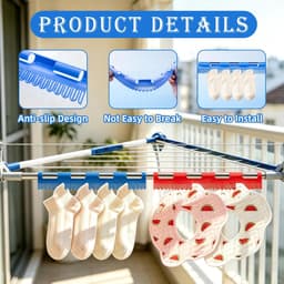 Solidchoice - Multifunctionele Sokhouder voor Wasgoed, Inclusief 4 Klemmen — thumbnail 2