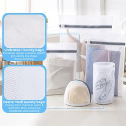 Wasnet voor wasmachine 12 stuks - Diverse maten - Netritssluiting - Beschermt kledingstukken - ShopVlot — thumbnail 3