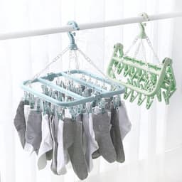 Opvouwbaar droogrek met 32 klemmen en windbestendige hanger — thumbnail 4
