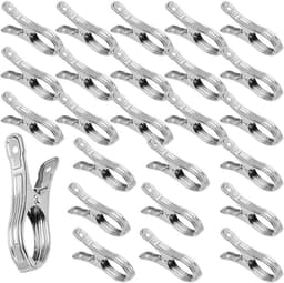 Wasknijpers Roestvrij Staal - Handdoekclips Kledingclips - Kleding Drogen - Sterke Klemkracht - 8.9 x 5 cm - Zilver — thumbnail 1