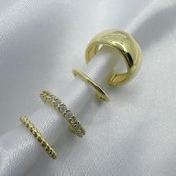 4 stuks Ear Cuff 14K Gold Clip Oorbellen Ear Cuff Earclips Dames Zonder Gepiercede Oren Fake Helix Kraakbeen Oorbellen Fake Piercing Ear Clip Zilver — thumbnail 5