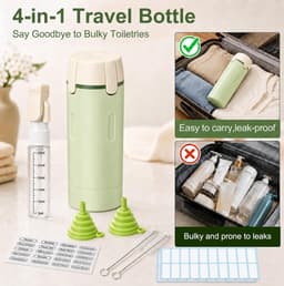 4 in 1 Travel Dispenser Bottle(Includes Labels、funnel、Cleaning Straw Brush) | 4 in 1 Travel Bottle Dispenser丨4 in 1 Travel Bottle Dispenser for Shampoo Lotion Conditioner Cream Essentials — thumbnail 5