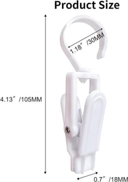 Washaken Clip - Washaken met klemmen - kleerhangers voor sokken - Drooghaak voor kleding - met 360 graden draaibare haak - Sterke plastic wasknijpers- draagbare antislip plastic hangers clips - Veelzijdig - 10stuks - wit — thumbnail 5