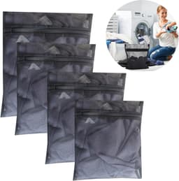 Thijox - Wasnet voor wasmachine 4 stuks - Waszak met ritssluiting, mesh-waszak voor beha, sokken, ondergoed en babykleding in 3 maten (zwart) — thumbnail 1