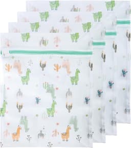 Herbruikbare waszakken met groen bladpatroon, 4 stuks, ideaal voor het wassen van fijne was zoals shirts, jassen en truien in de wasmachine. — thumbnail 3