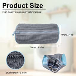 Dailygoods - Grijze Herbruikbare Wasmachine Schoenwaszakken met Verborgen Rits - 360° Reinigende Fluas — thumbnail 2