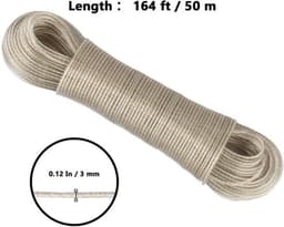 Waslijn 50 m - Waslijn met stalen kern 3 mm - Weerbestendig - Extra sterke waslijn - Ideaal voor tuin/camping - Duurzaam en flexibel - Waskoord — thumbnail 5