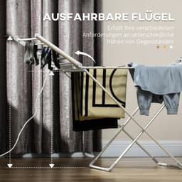 MIVRAY Droogrek – Elektrisch Met Verwarmingsfunctie 45–55 °C – 144 x 53 x 91 cm – Aluminium – Zilver – Inklapbaar Met Uitschuifbare Zijvleugels — thumbnail 2