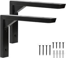 Zwarte Planksteunen 15,5cm - RVS L-vormige Beugels - Triangulaire Versteviging - Sterke Ondersteuning - m-winkel — thumbnail 1