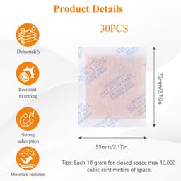 Gel Regenerable Desiccant,10 g x 30 stuks Silica Beads Orange,Silica Gel Beads,Silica Gel Dehumidifier,voor kledingkast Auto-ontvochtiger — thumbnail 4