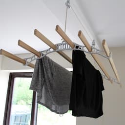 plafond ophangbaar Wit 180cm (L) x 56cm (W) x 14cm (H) katrol ruimtebesparend eenvoudig te bevestigen 6 duurzame houten latten — thumbnail 4