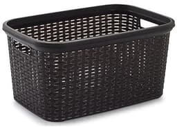 Plasticforte Wasmand - 35 liter - rotan - zwart - kunststof - 53 x 36 x 26 cm - draagmand - met handvatten - lichtgewicht — thumbnail 4