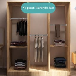 1-delige set - Kledingdroogrek - Telescopisch rek met veer van roestvrij staal - Uitschuifbare stang met veer - 304 roestvrij staal - Geen boren of schroeven nodig - Geschikt voor kledingkasten, balkons, badkamers en keukenkastjes-55 tot 85 cm-Zilver — thumbnail 3