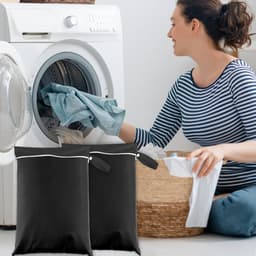 2 Stuks Waterdichte Waszakken voor Reizen, Grote Zak voor Vuile Was en Zwemkleding, Ideaal voor Vakantie en Sportactiviteiten 30 * 40cm (Zwart) — thumbnail 2