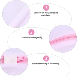 Wassen Netten - Delicate Kleding Bescherming - 3 Stuks 50x60cm - Duurzaam Polyester met Veilige Rits - Voor BH Reis en Schoenen - Wit Mesh Design — thumbnail 4