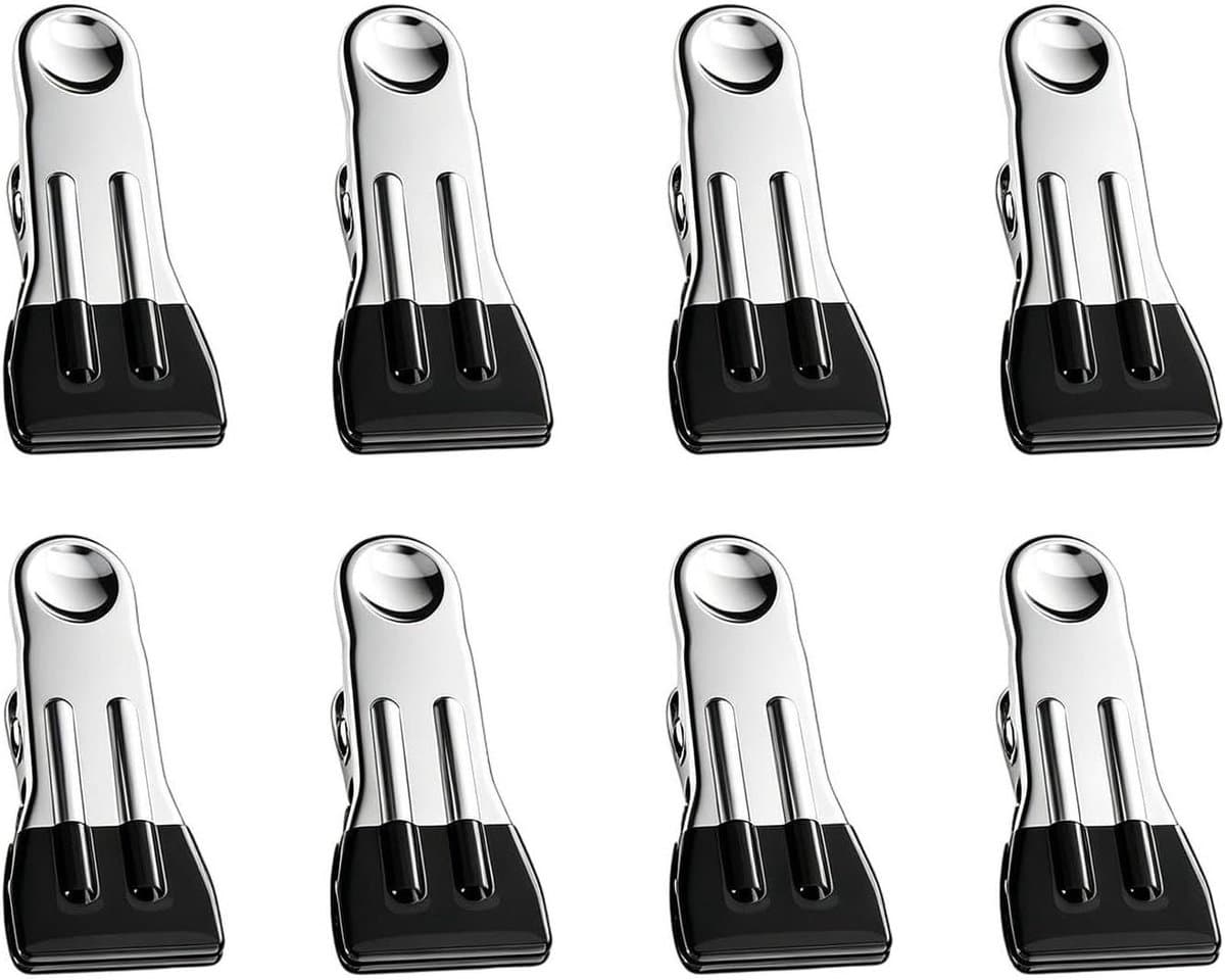 Stevige Wasknijpers - Kledingklemmen - Kleding Drogen - Roestvrij Staal - 8 stuks - Zwart — afbeelding 1
