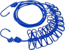 Waslijn met Clips - Uittrekbare Lijn - Kleding Drogen - Weerbestendig Ontwerp - 18 Meter - Blauw — thumbnail 1