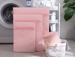 5-Delige set wasnetzakken met fijne was, gemaakt van polyester, verdikt, duurzaam, met ritssluiting, wasmachinebestendig, opbergzakken voor de was, reisopbergzakken om ondergoed, bh's - Roze — thumbnail 4