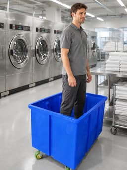 Wasmand met wielen voor wasserij en stomerij - 600 Liter - 1100mm x 800mm x 870mm (LxBxH) — thumbnail 3