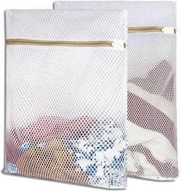 Waszakken voor wasmachine, 2 stuks, waszakken met gouden ritssluiting, wasnet, reizen, opbergen, organisatiezak voor truien, overhemden, ondergoed (40 x 50 cm) — thumbnail 1