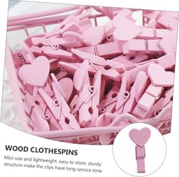 Hart Decoratie Clips - Mini Wasknijpers Hout - Foto's Ophangen - Hartvormig Ontwerp - 3.5 cm - Roze — thumbnail 2
