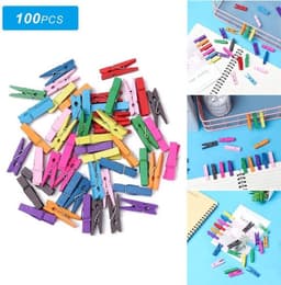 Wasknijpers 100 stuks - Mini-houten Klemmen - Kleurenmix - Sterk en Duurzaam - Perfect voor Fotoophangingen - Lichtgewicht — thumbnail 3