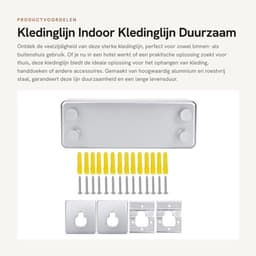 Kledinglijn - Indoor Kledinglijn - Duurzaam Aluminium en Roestvrij Staal - Geschikt voor Badkamer en Balkon - Sterk en Betrouwbaar - Idea... — thumbnail 1