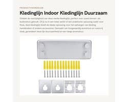 Kledinglijn - Indoor Kledinglijn - Duurzaam Aluminium en Roestvrij Staal - Geschikt voor Badkamer en Balkon - Sterk en Betrouwbaar - Idea...