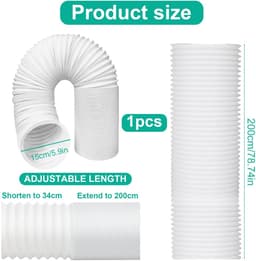 Solidchoice- Afvoerslang 2 Meter - 150 mm Diameter - PVC Afvoerslang - Verlenging - Draagbare Airconditioning - Geschikt voor Wasdroger/Afzuigkap - Afvoerslang Voor Airco — thumbnail 3