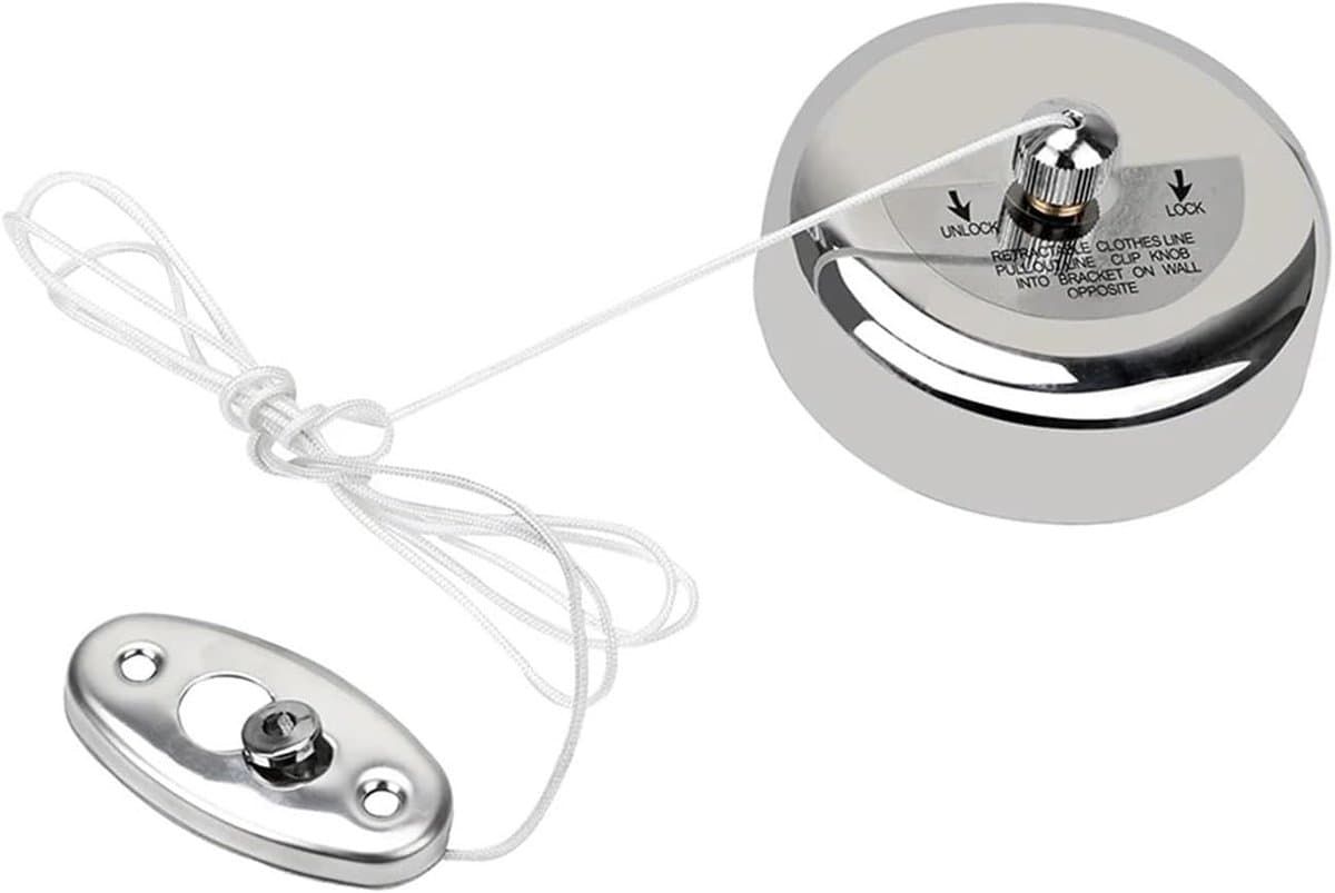 Intrekbare Waslijn - Droogrek Touw - Kleding Drogen - Roestvrij Staal - 2.8 Meter - Zilver — afbeelding 1