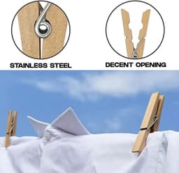 Houten Wasknijpers - Kleding Spelden - Kleding Drogen - Sterke Grip - 50 Stuks - Natuurlijk Hout — thumbnail 5