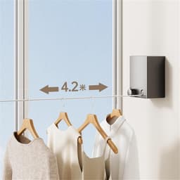 Uittrekbare Waslijn - Drooglijn Balkon - Kleding Drogen - Automatisch Intrekbaar - 4.2 meter - Grijs — thumbnail 2