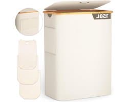 Wasmand met deksel - Kleding organizer - Kleding sorteren - Drie uitneembare vakken - 158 liter - Beige