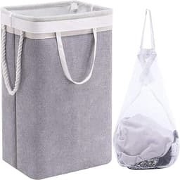 Grote opvouwbare wasmand met afneembare mesh zak en handvatten, ideaal voor vuile was in slaapkamer, badkamer en kinderkamer. — thumbnail 1
