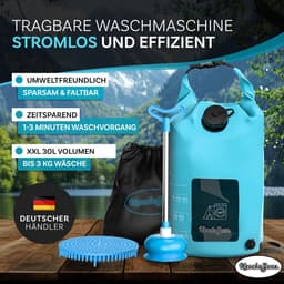 SnelShoppen - Draagbare Wasmachine Zonder Elektriciteit - Opvouwbare Waszak Plunjer Wasbord-Set - Lichtgewicht Handwasmachine voor Kamperen, Reizen, O — thumbnail 5