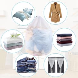 Thijox - 2 Stuks Wasnetten voor Wasmachine 60 x 80 cm - Herbruikbare Mesh Waszakken met Trekkoord voor Blouse, Ondergoed, Jas, Broek - Wit — thumbnail 4