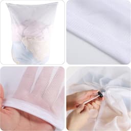 Thijox - 2 Stuks Wasnetten voor Wasmachine 60 x 80 cm - Herbruikbare Mesh Waszakken met Trekkoord voor Blouse, Ondergoed, Jas, Broek - Wit — thumbnail 5