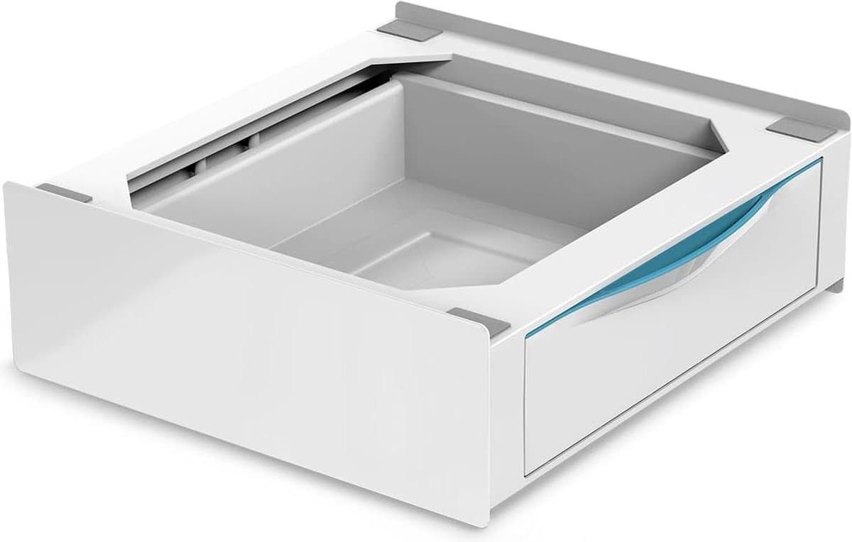 Wasmachine verhoger - Base Tower Extra L60 - universele overlappingsset - voorgemonteerd - met lade van 28 l - inclusief veiligheidsgordel - draagkracht 250 kg - wit Wasmachine verhoger — afbeelding 1