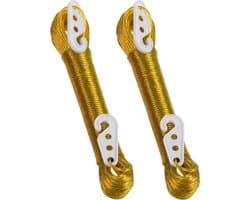 Lifetime Clean Waslijn - 2x - 20 meter - PVC - goudgeel - drooglijn / waslijndraad - wasgoed ophangen - met 2 haakjes