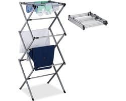 wasrek inklapbaar - uitschuifbaar - 11 stangen - 105x73x37 cm - metaal - zilver