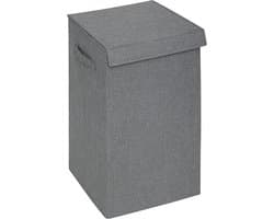 5Five Eureka sorteer wasmand - 74 liter - grijs - 37 x 37 x 60 cm - MDF/Polyester stof - met afsluitklep