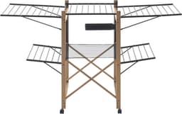 White-Label® Wasrek Inklapbaar op Wieltjes - Droogmolen - Droogtoren Staand - Zwart — thumbnail 2